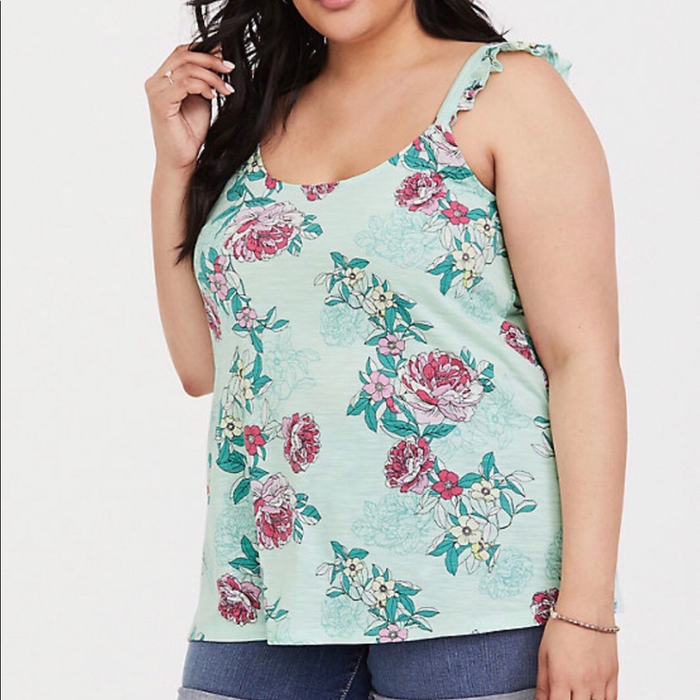 CLEARANCE Torrid Mint Green & Pink Floral Cami Top